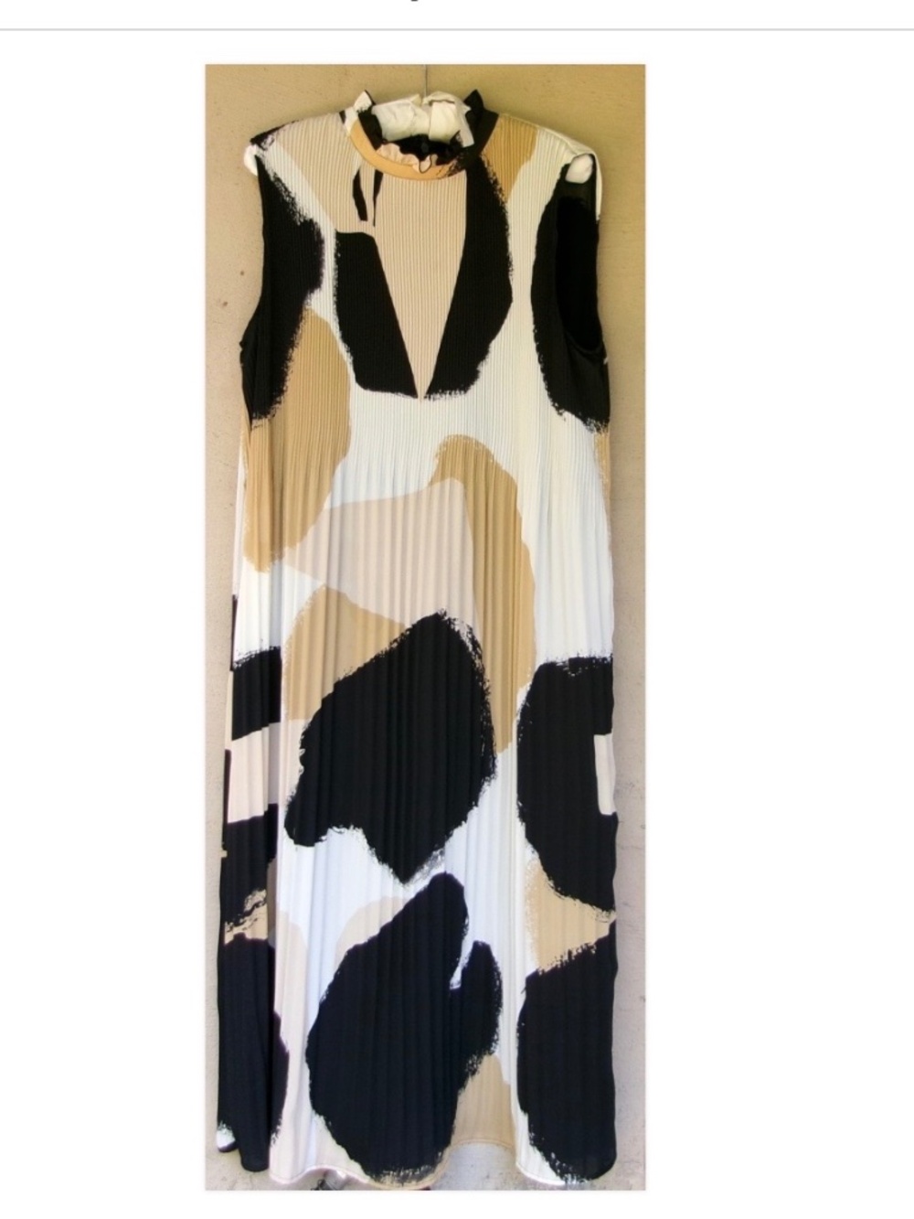 Chico's Black Label Abstract Print Plisse/Pleated Dress  Size 14